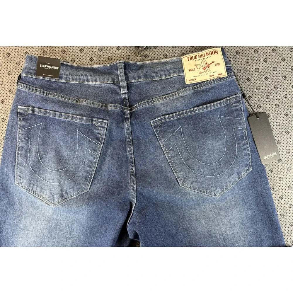 True Religion Bobby Applique Relaxed Baggy Jeans 32x32 Medium Blaze Wash New
